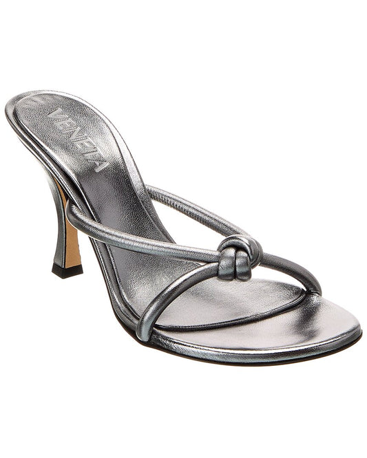 Bottega Veneta Blink Leather Mule Silver