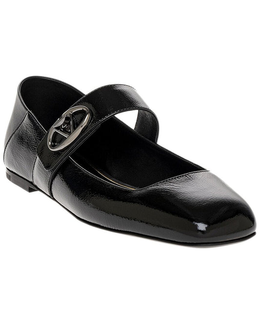 Valentino Vlogo Mary Jane Leather Ballerina Flat 38 Black