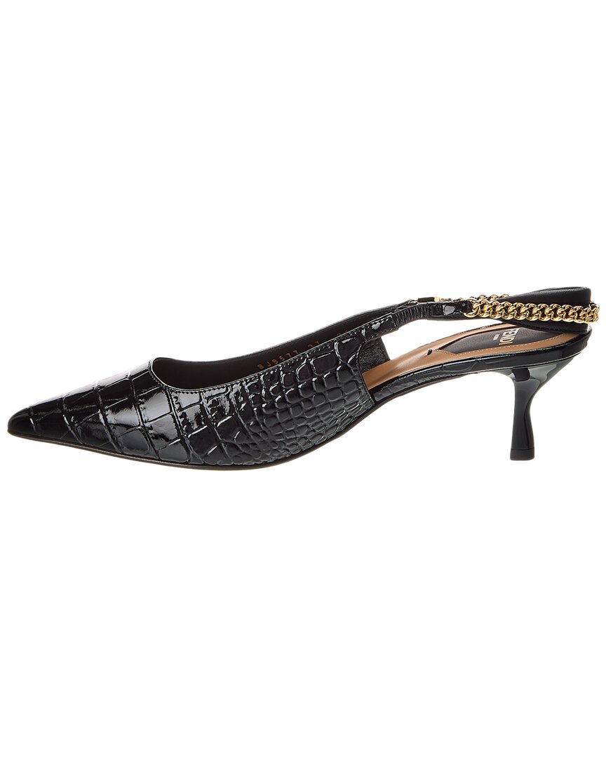 Fendi Colibri Lite Croc-Embossed Patent Slingback Pump