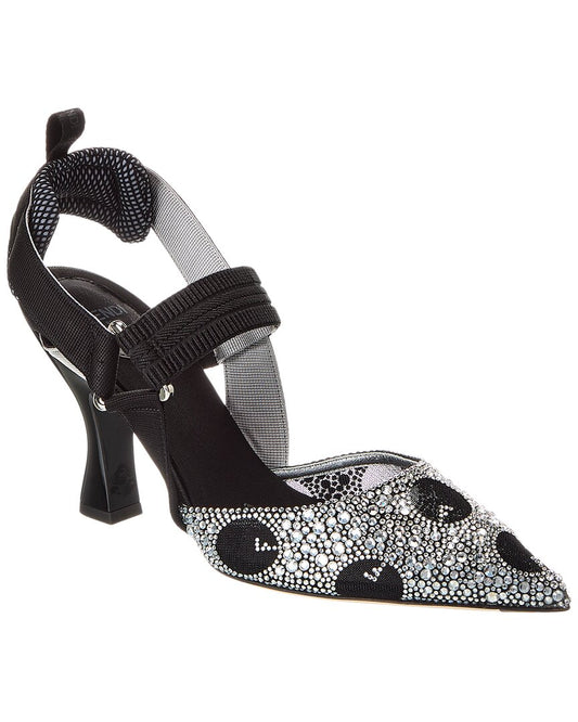 Fendi Colibri Rhinestone Mesh Pump Black
