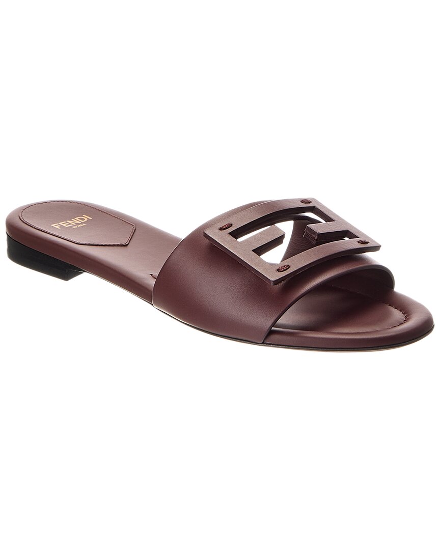 Fendi Ff Leather Sandal 36 Brown Multi