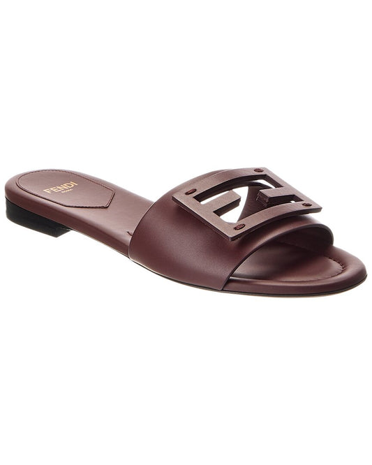 Fendi Ff Leather Sandal 36 Brown Multi