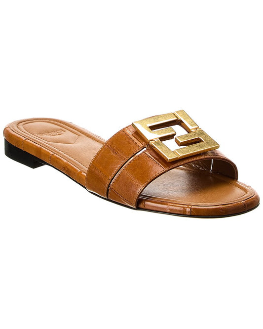 Fendi Ffold Leather Sandal 36 Beige