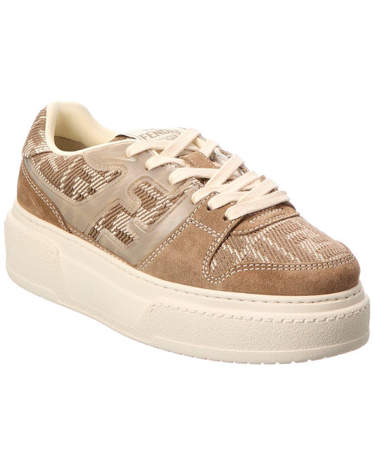 Fendi Match Ff Jacquard & Suede Platform Sneaker 41 Brown Multi