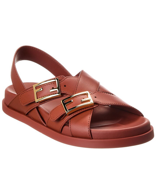 Fendi Feel Leather Sandal Brown Multi