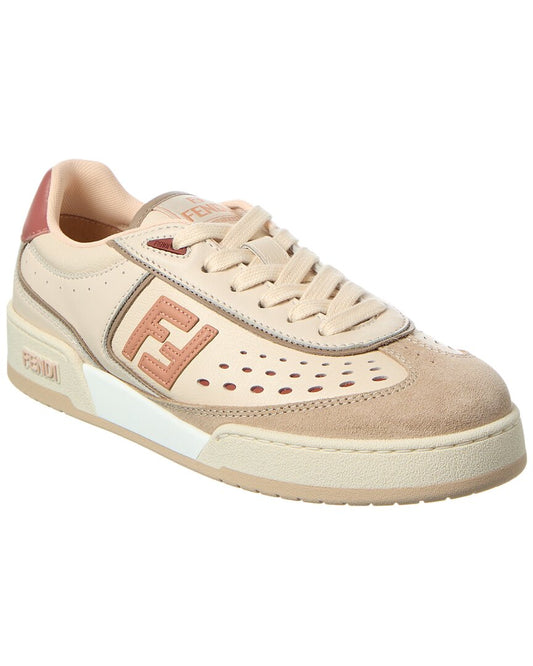 Fendi Match Leather & Suede Sneaker White