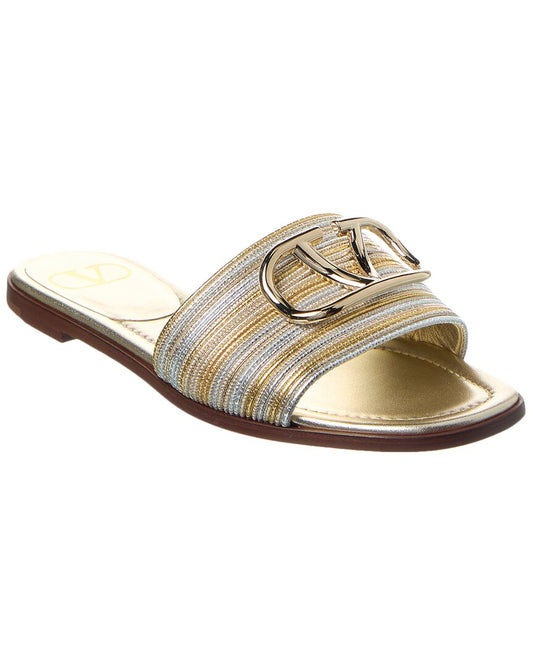 Valentino Vlogo Leather Sandal Gold