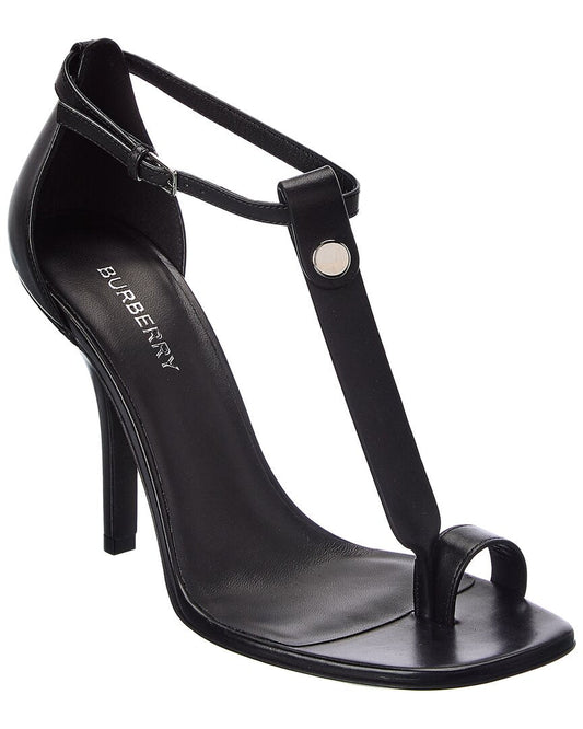 Burberry Toe Ring Leather Sandal Black