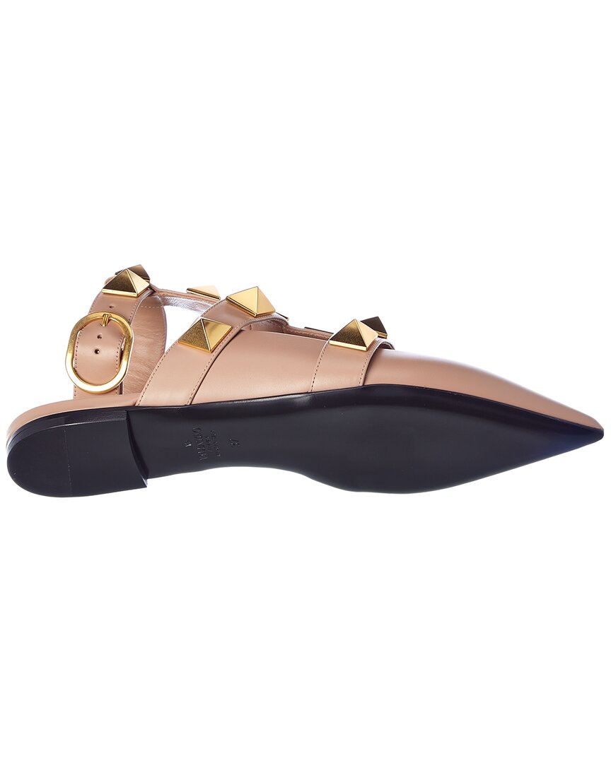 Valentino Roman Stud Leather Ankle Strap Flat