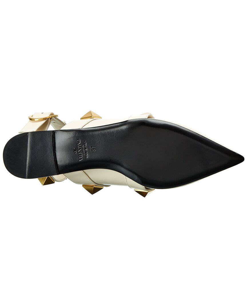 Valentino Roman Stud Leather Ankle Strap Flat