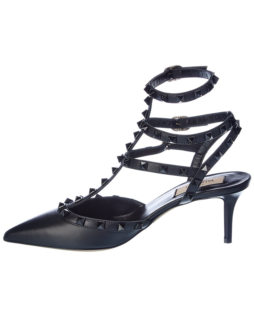 Valentino Rockstud Caged 65 Leather Ankle Strap Pump