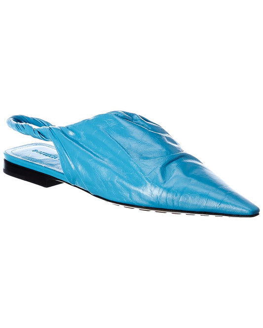 Bottega Veneta Leather Slingback Flat Blue