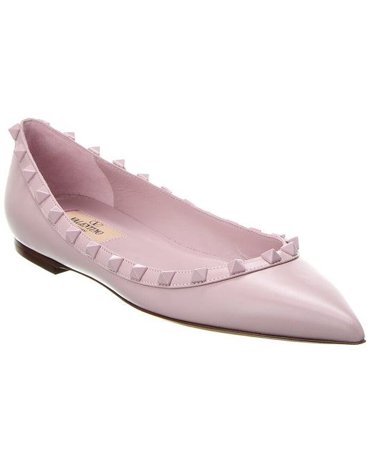 Valentino Rockstud Leather Flat Pink