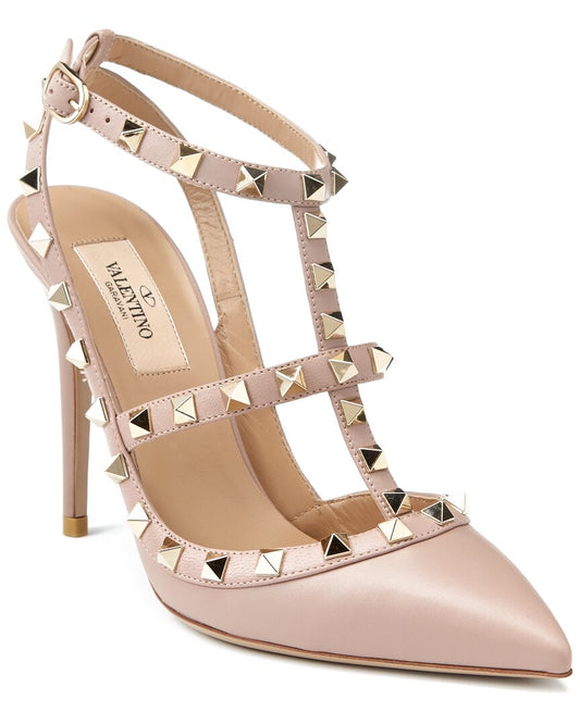 Valentino Rockstud Caged 100 Leather Pump Pink