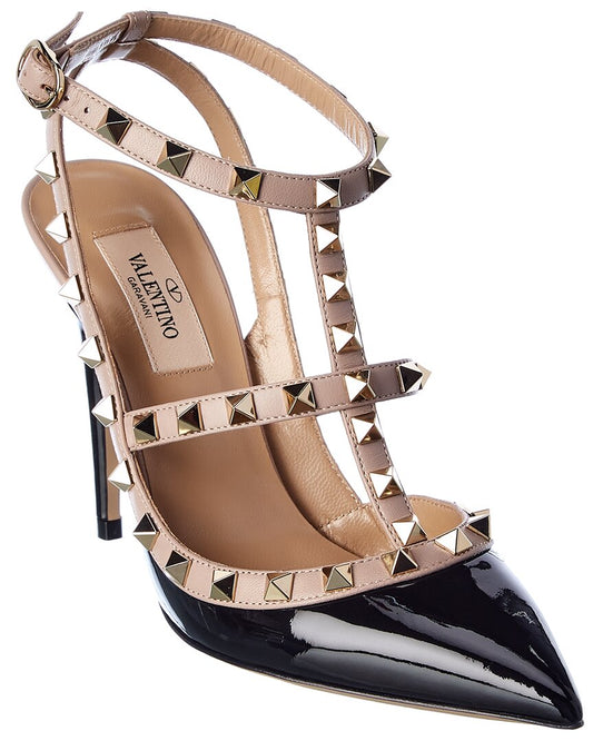 Valentino Rockstud Caged 100 Patent Pump Black