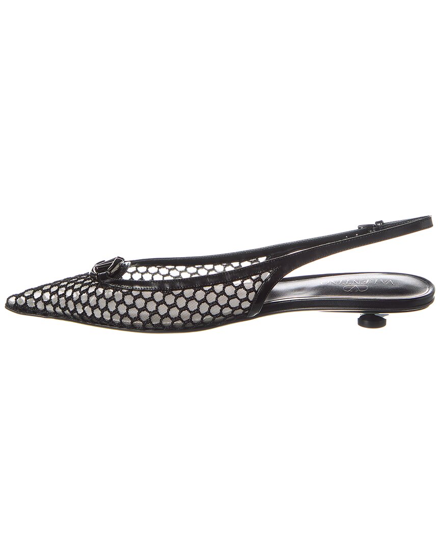 Valentino Vlogo Mesh & Leather Slingback