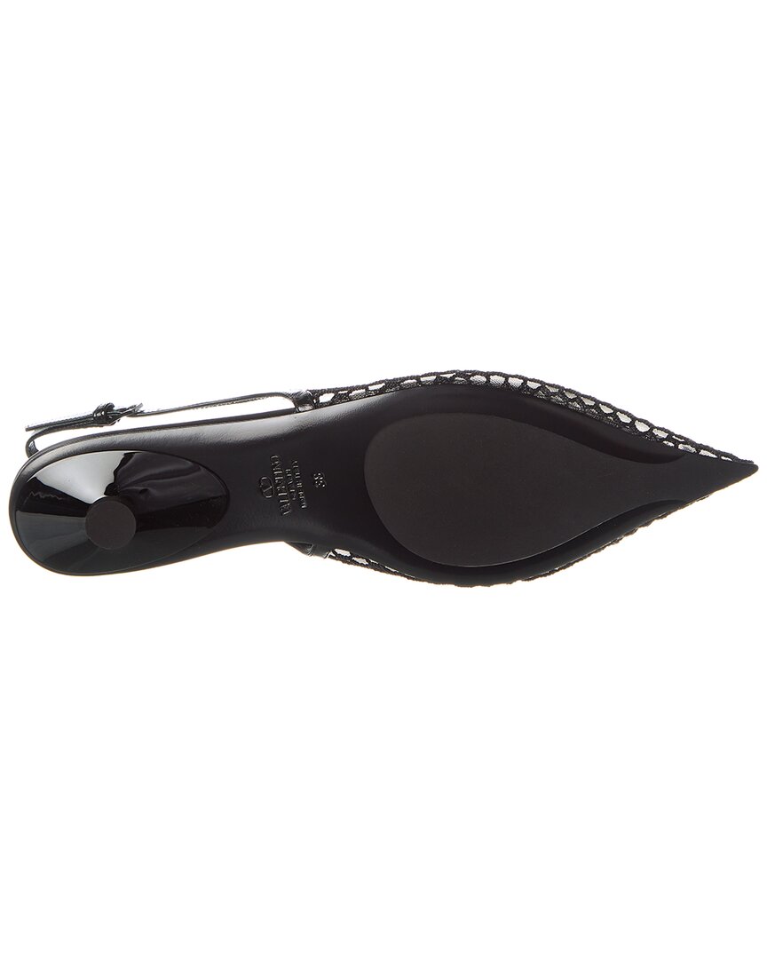 Valentino Vlogo Mesh & Leather Slingback