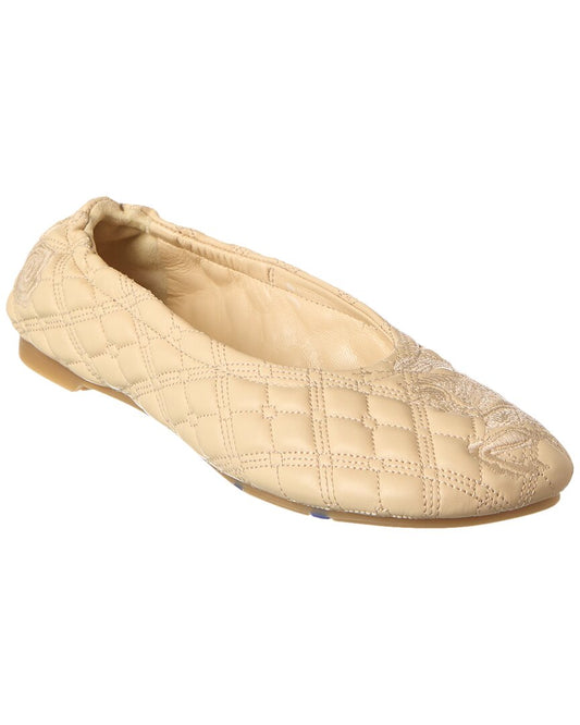 Burberry Sadler Leather Ballet Flat Beige