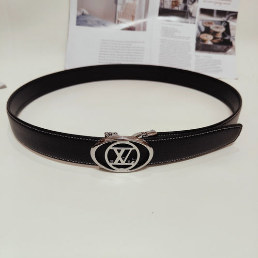 Louis Vuitton BELT ROUND FACE BUCKLE BLACK LEATHER 35MM
