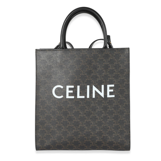 CELINE Black Triomphe Canvas Medium Vertical Cabas Tote
