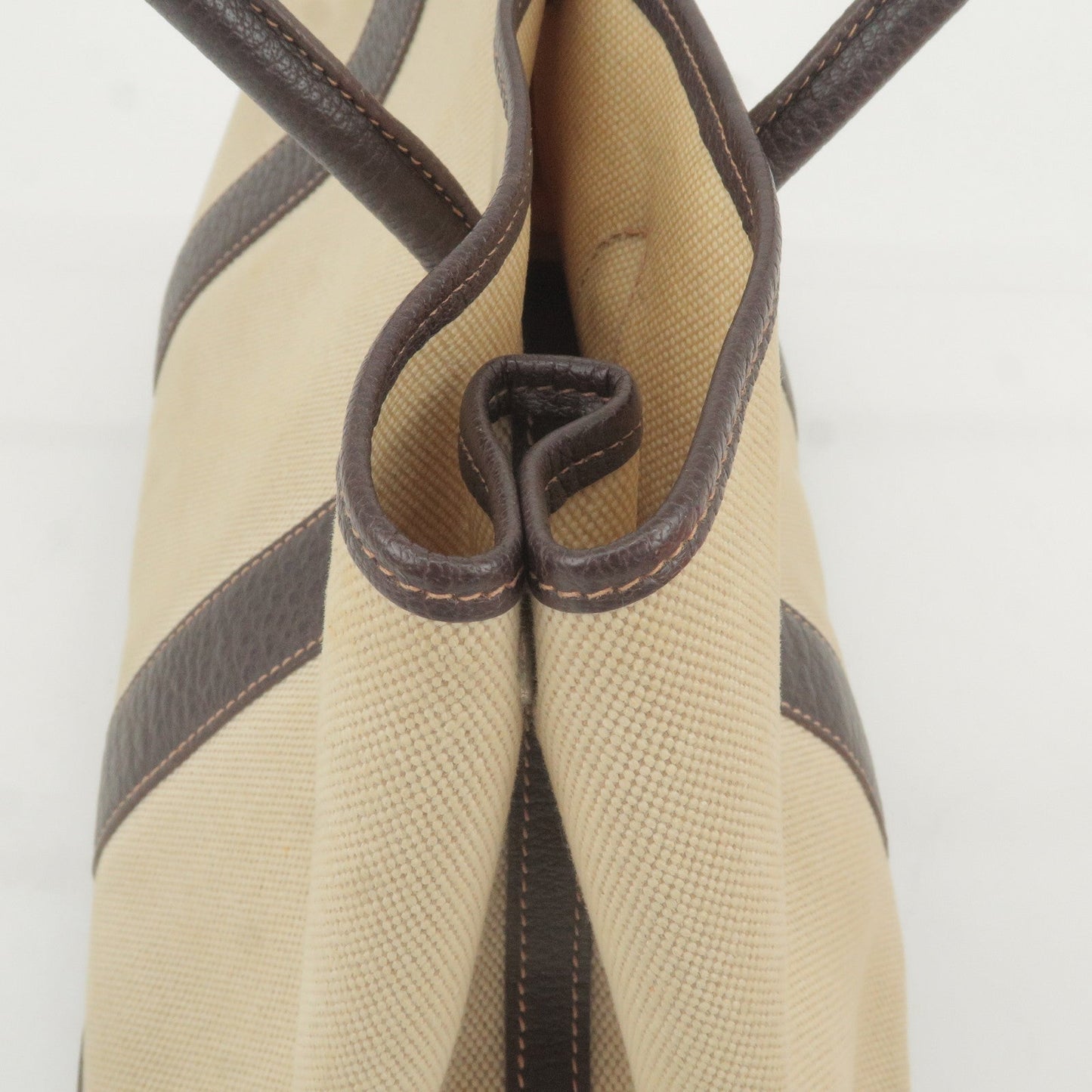 HERMES Canvas Leather Garden Party PM Tote Bag Beige G Stamp