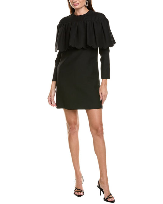 Valentino Wool & Silk-Blend Shift Dress Black