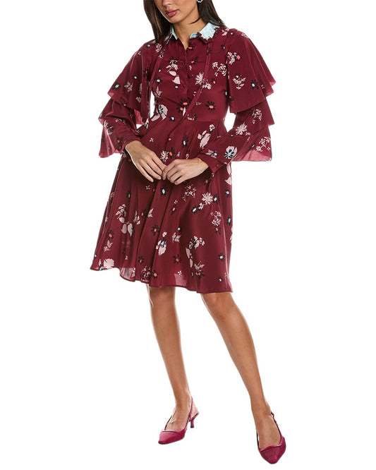 Valentino Floral Silk Mini Dress Purple