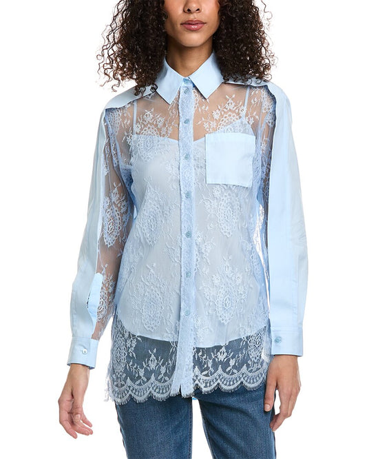 Burberry Lace Panel Shirt Blue