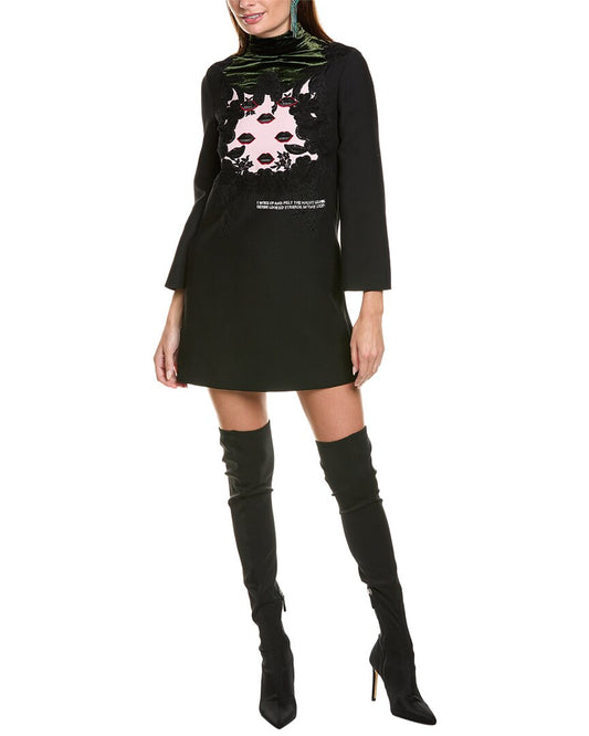 Valentino Wool & Silk-Blend Shift Dress Multi