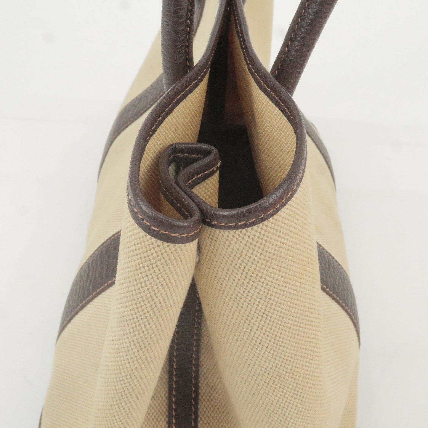 HERMES Canvas Leather Garden Party PM Tote Bag Beige G Stamp