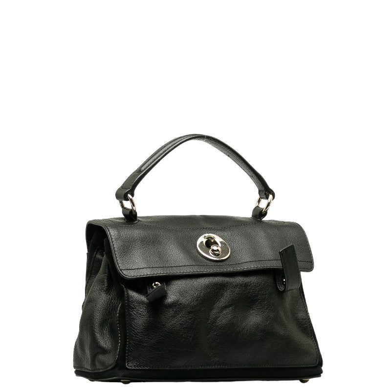 Saint Laurent Muse Top Handle Bag in Calf Leather Black 283761