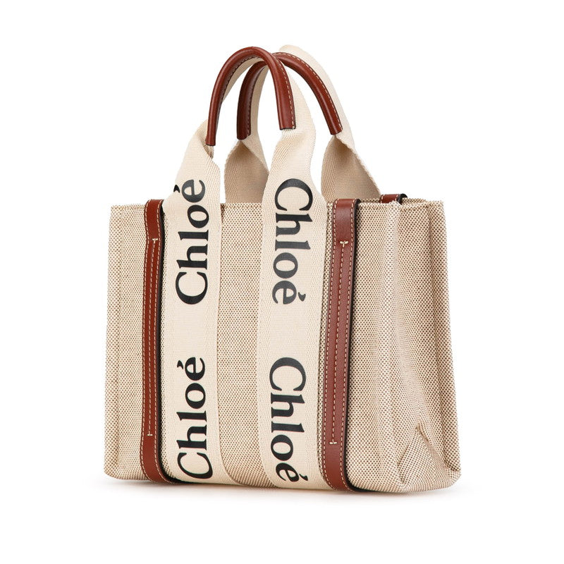 Chloe Woody Small Canvas Leather Handbag