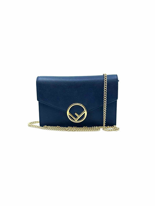 FENDI Wallet on Chain Black Leather Solid Handbag