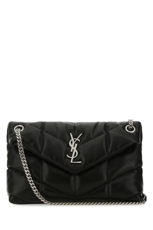 Saint Laurent Women Black Nappa Leather Small Puffer Shoulder Bag