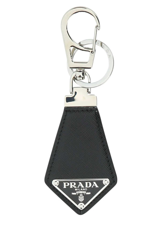 Prada Men Black Leather Key Ring