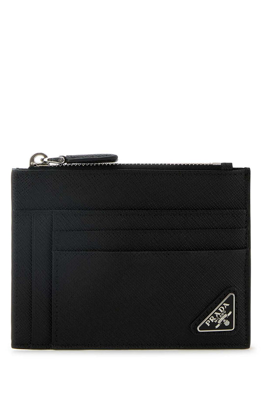 Prada Men Black Leather Card Holder