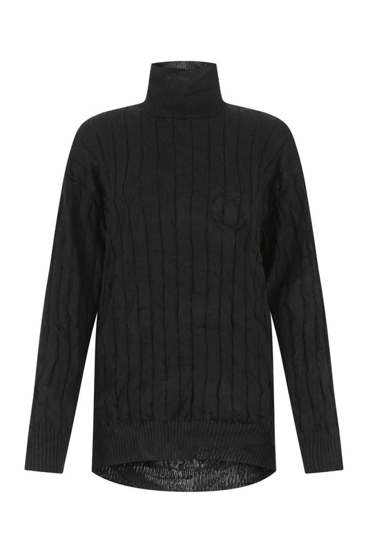 Balenciaga Women Black Silk Blend Oversize Sweater