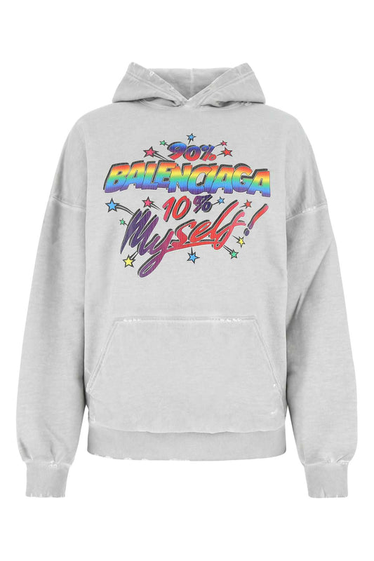Balenciaga Women Grey Cotton Oversize Sweatshirt