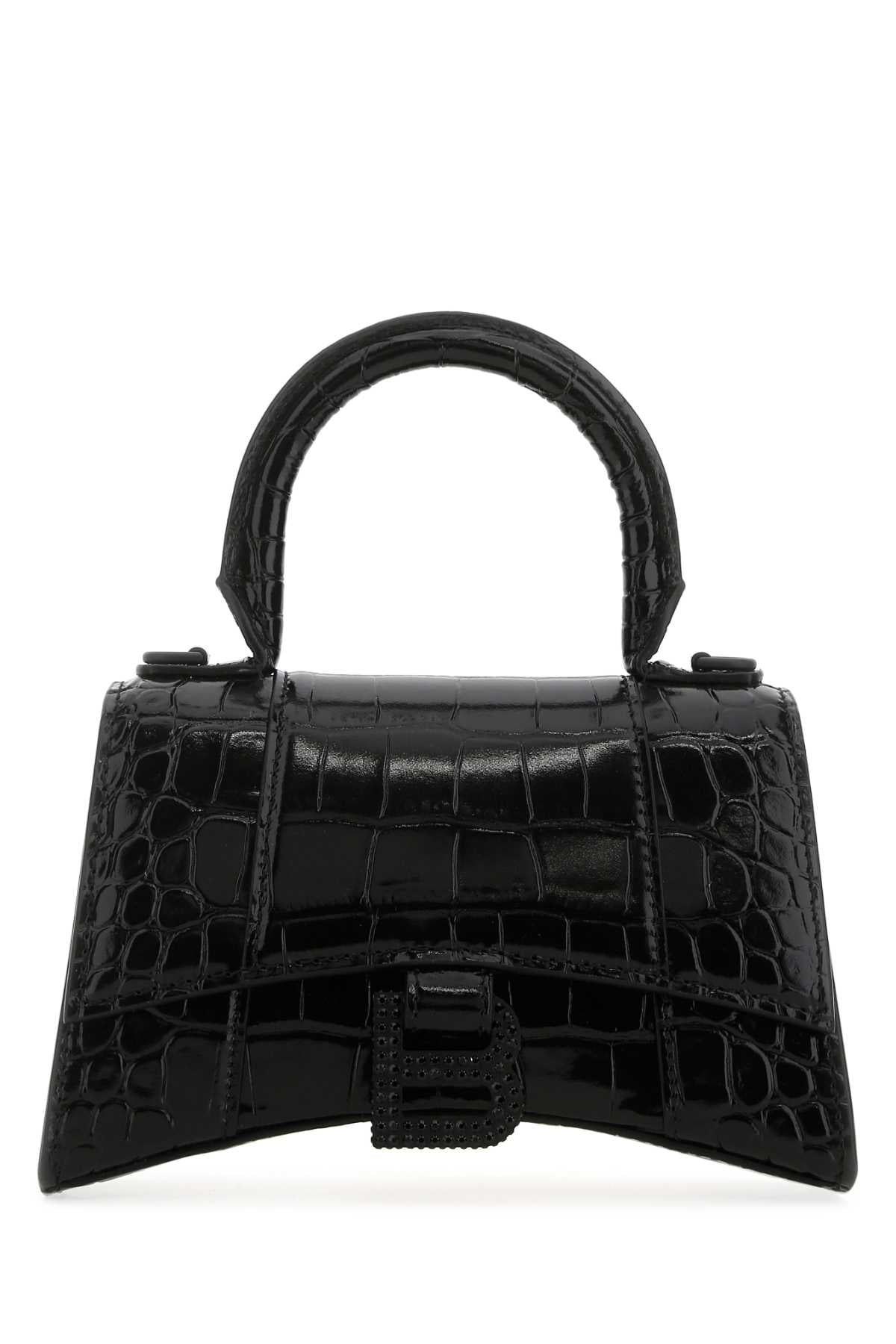 Balenciaga Women Black Leather Xs Hourglass Handbag