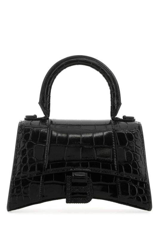 Balenciaga Women Black Leather Xs Hourglass Handbag
