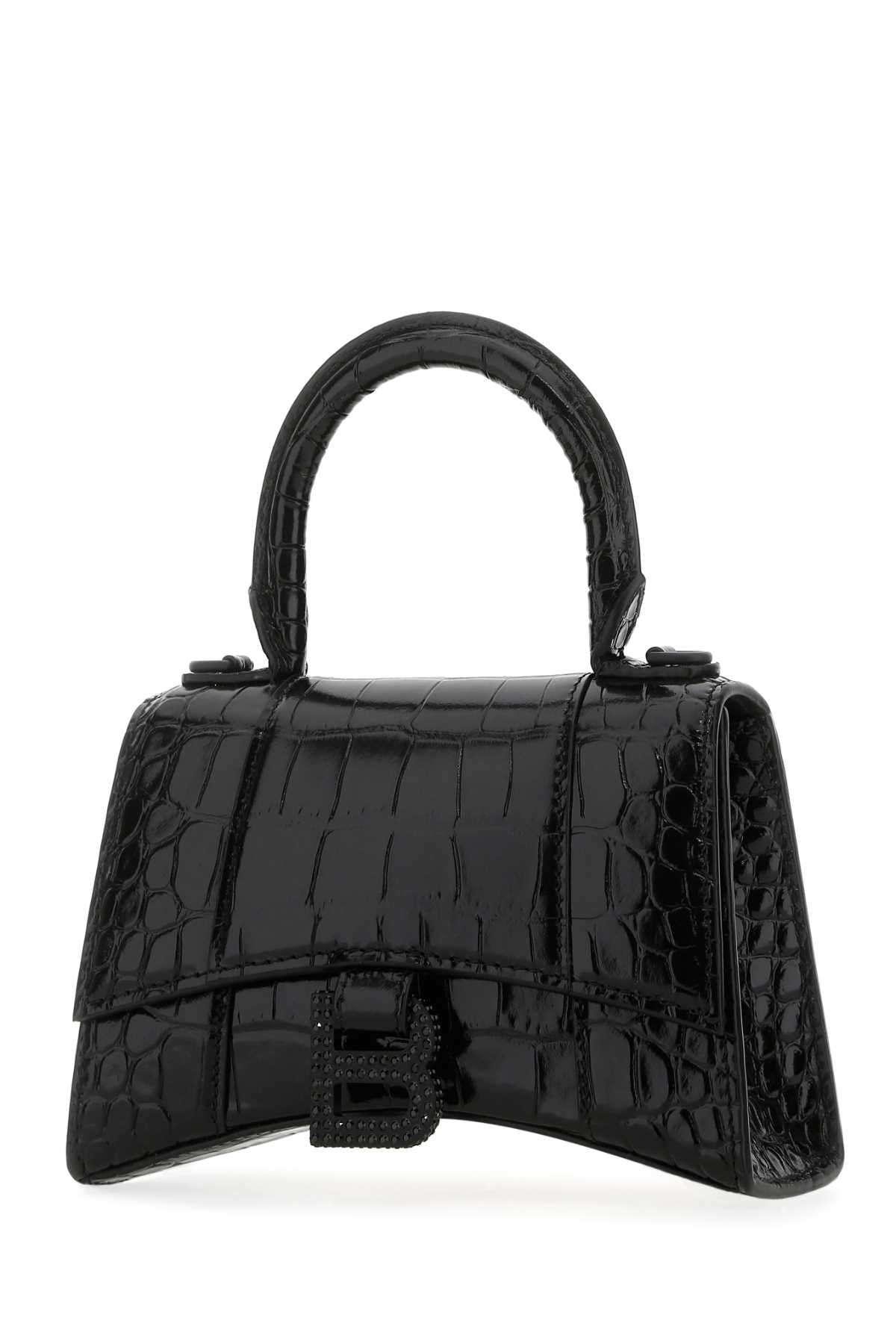 Balenciaga Women Black Leather Xs Hourglass Handbag