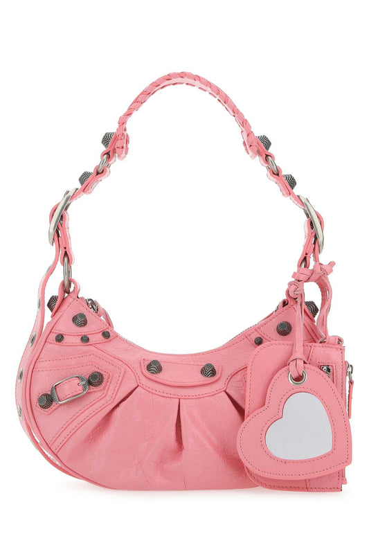 Balenciaga Women Pink Nappa Leather Le Cagole Xs Shoulder Bag