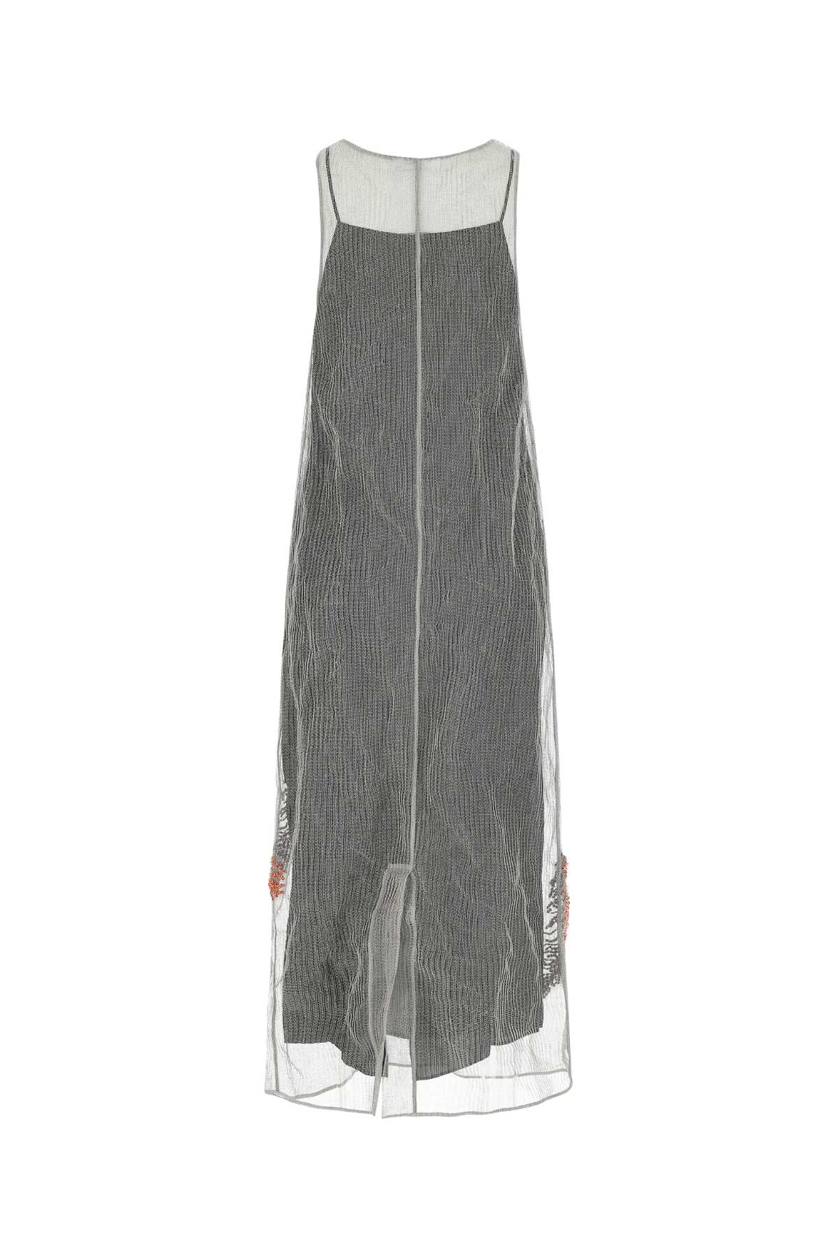 Prada Women Silver Mesh Long Dress