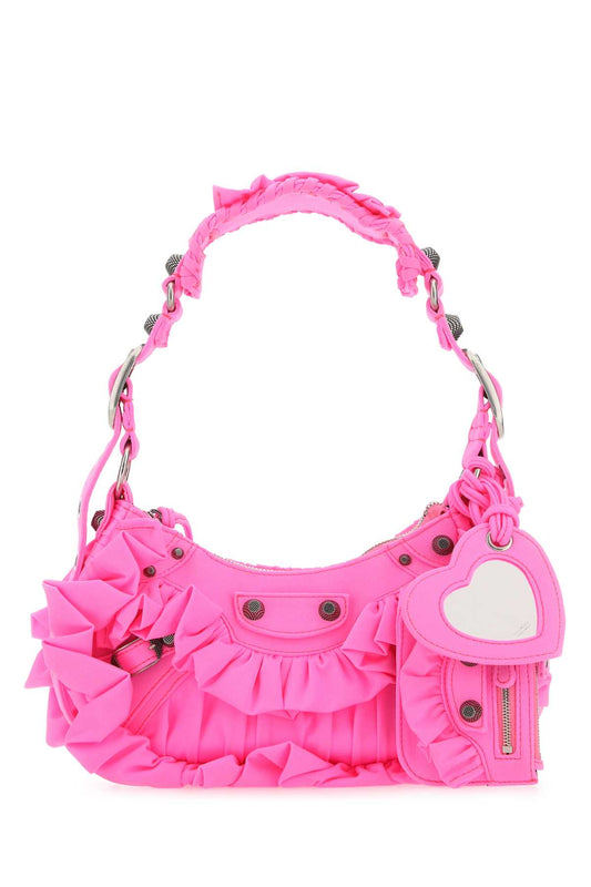 Balenciaga Women Fluo Pink Fabric Le Cagole Xs Shoulder Bag