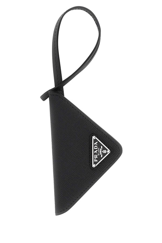 Prada Men Black Leather Name Tag