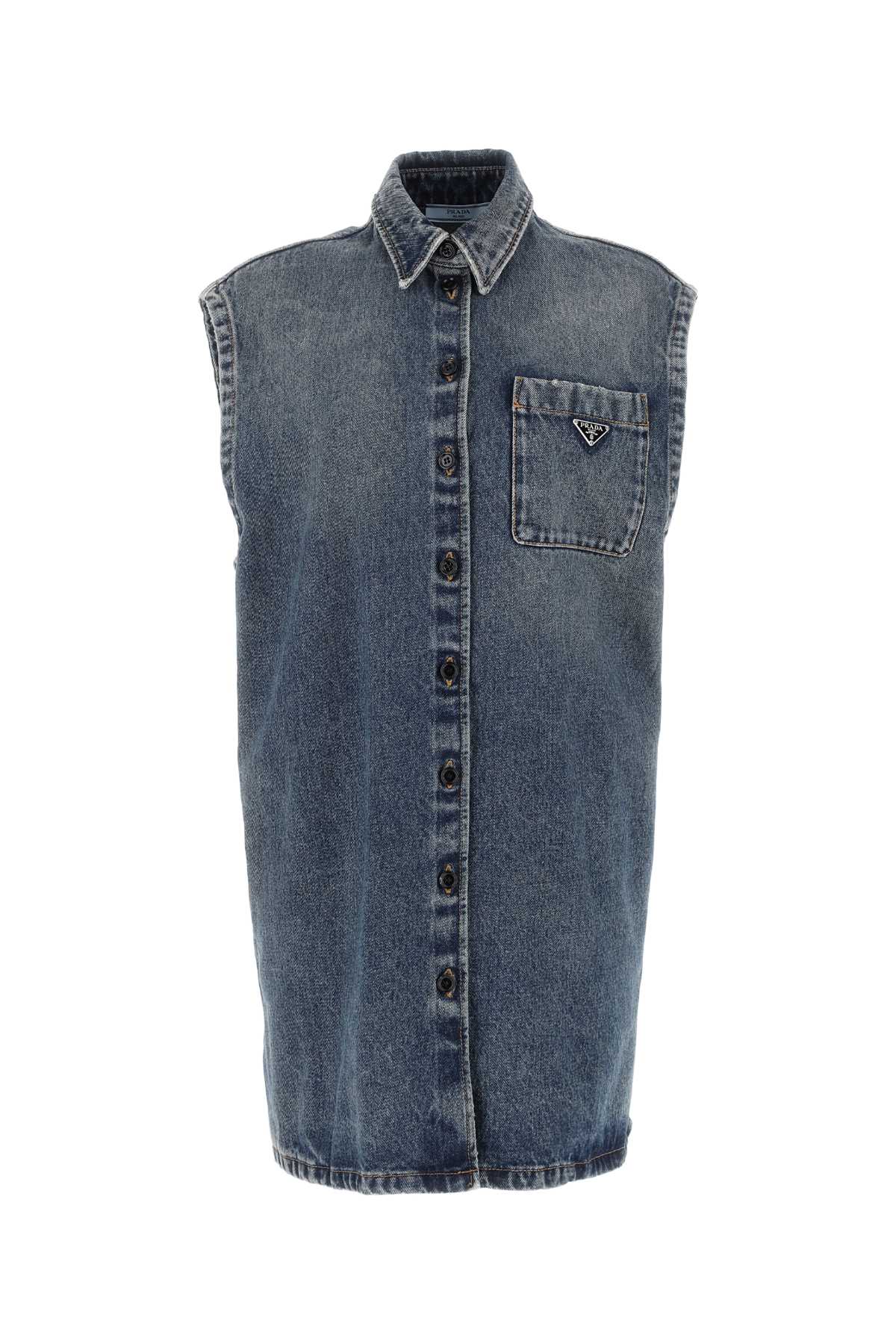 Prada Women Denim Sleeveless Shirt
