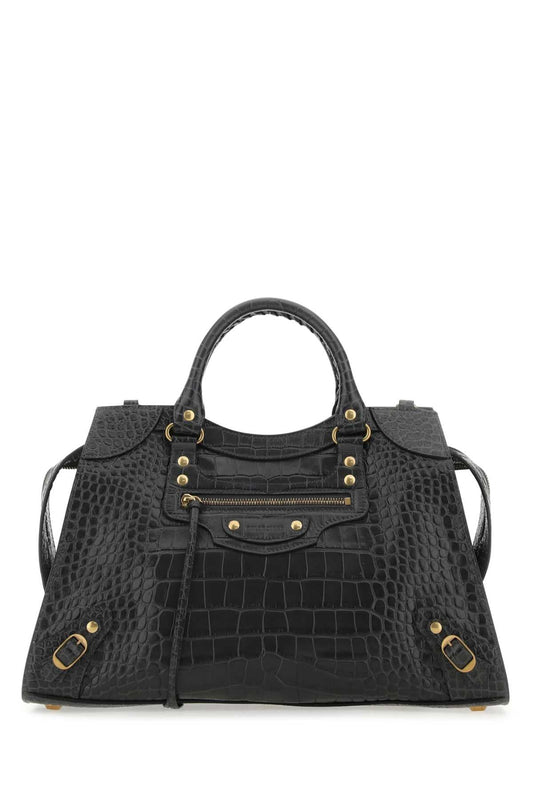 Balenciaga Women Charcoal Leather Neo Classic City Handbag