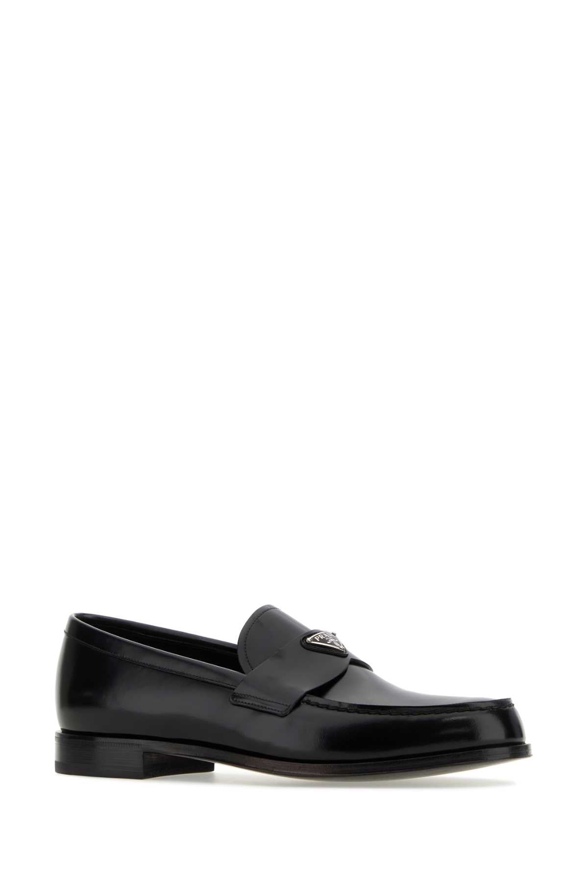 Prada Men Black Leather Loafers