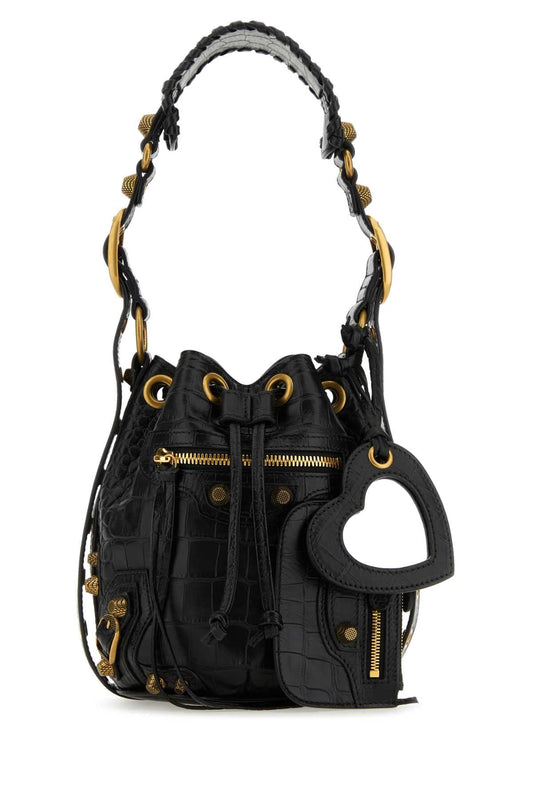 Balenciaga Women Black Leather Le Cagole Xs Bucket Bag