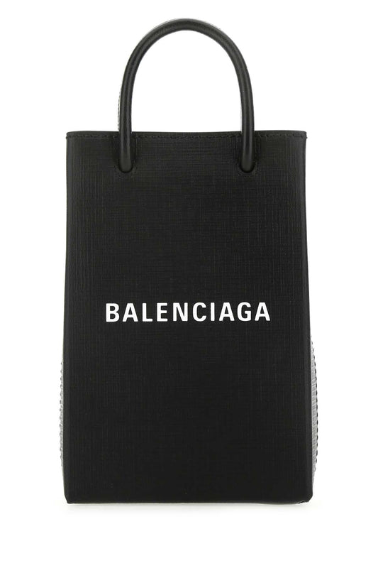 Balenciaga Women Black Leather Phone Case